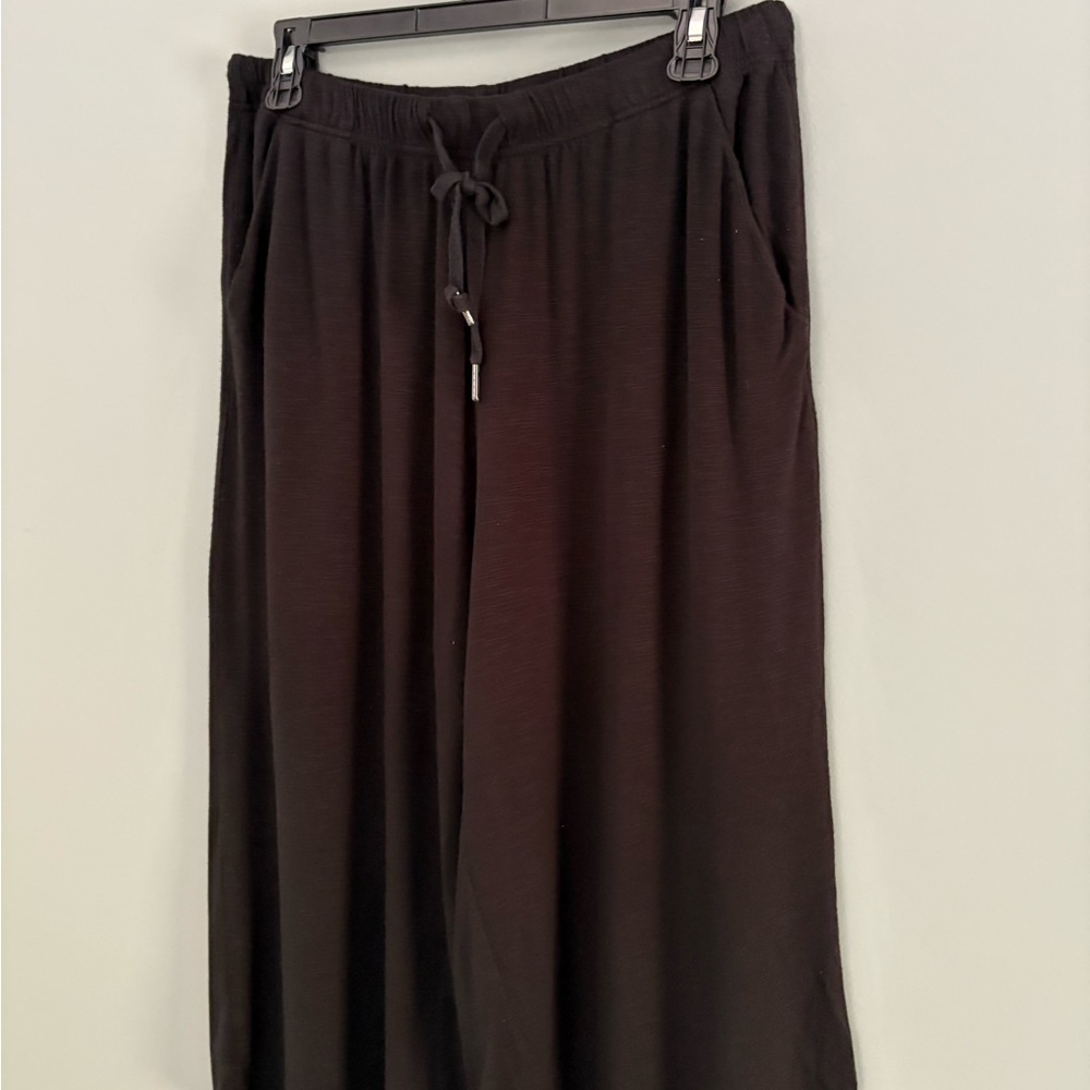 GAIAM Ultra-Soft Black Wide-Leg Lounge Cropped Pants Size L - Picture 4 of 9